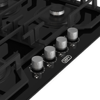 65cm Slimline Gas on Glass Hob Wok & Precise Flame Black - The Gas Boys