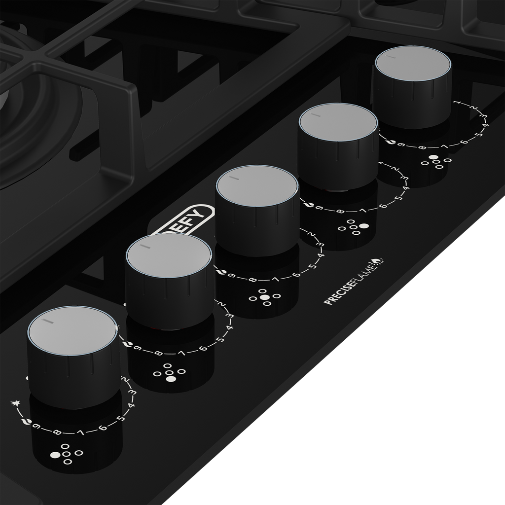 90cm Gemini Gas on Glass Hob with Wok Black - The Gas Boys