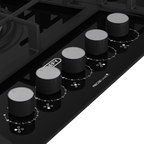 90cm Gemini Gas on Glass Hob with Wok Black - The Gas Boys