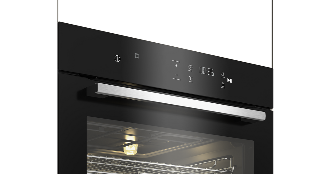 60cm Slimline Eye-Level Oven ThermoFan+ & AirFire Black - The Gas Boys