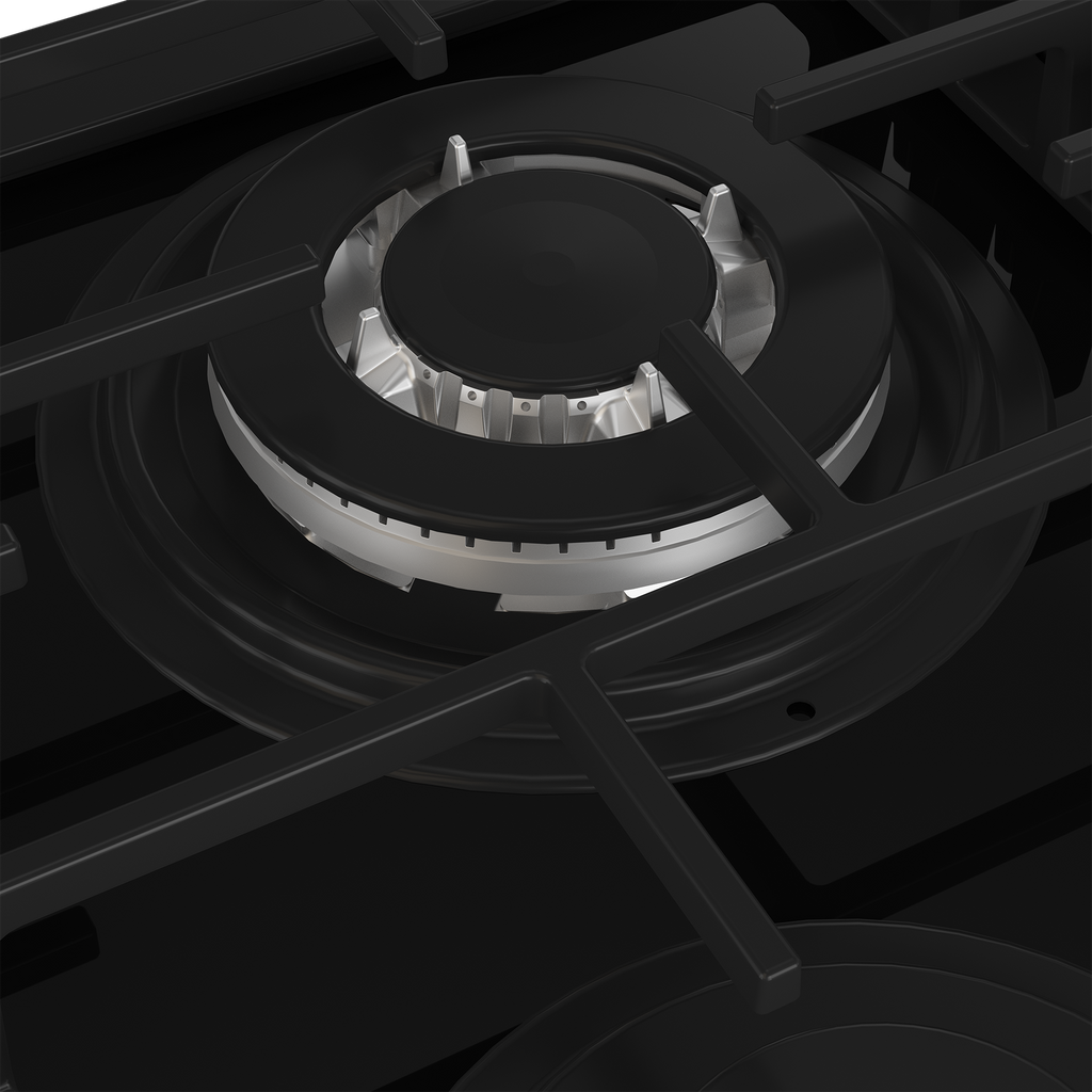 65cm Slimline Gas on Glass Hob Wok & Precise Flame Black - The Gas Boys