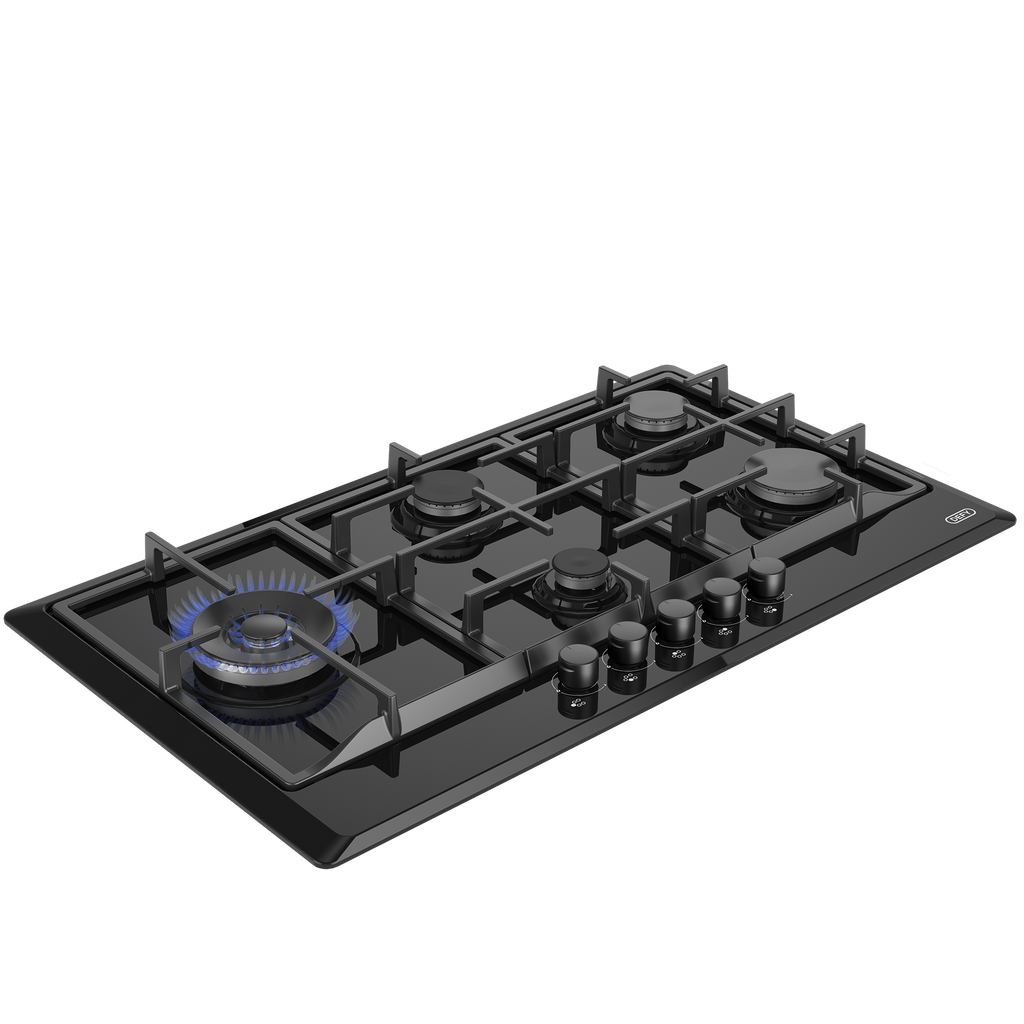 90cm Gemini Gas Hob with Wok Black - The Gas Boys