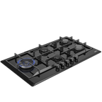 90cm Gemini Gas Hob with Wok Black - The Gas Boys