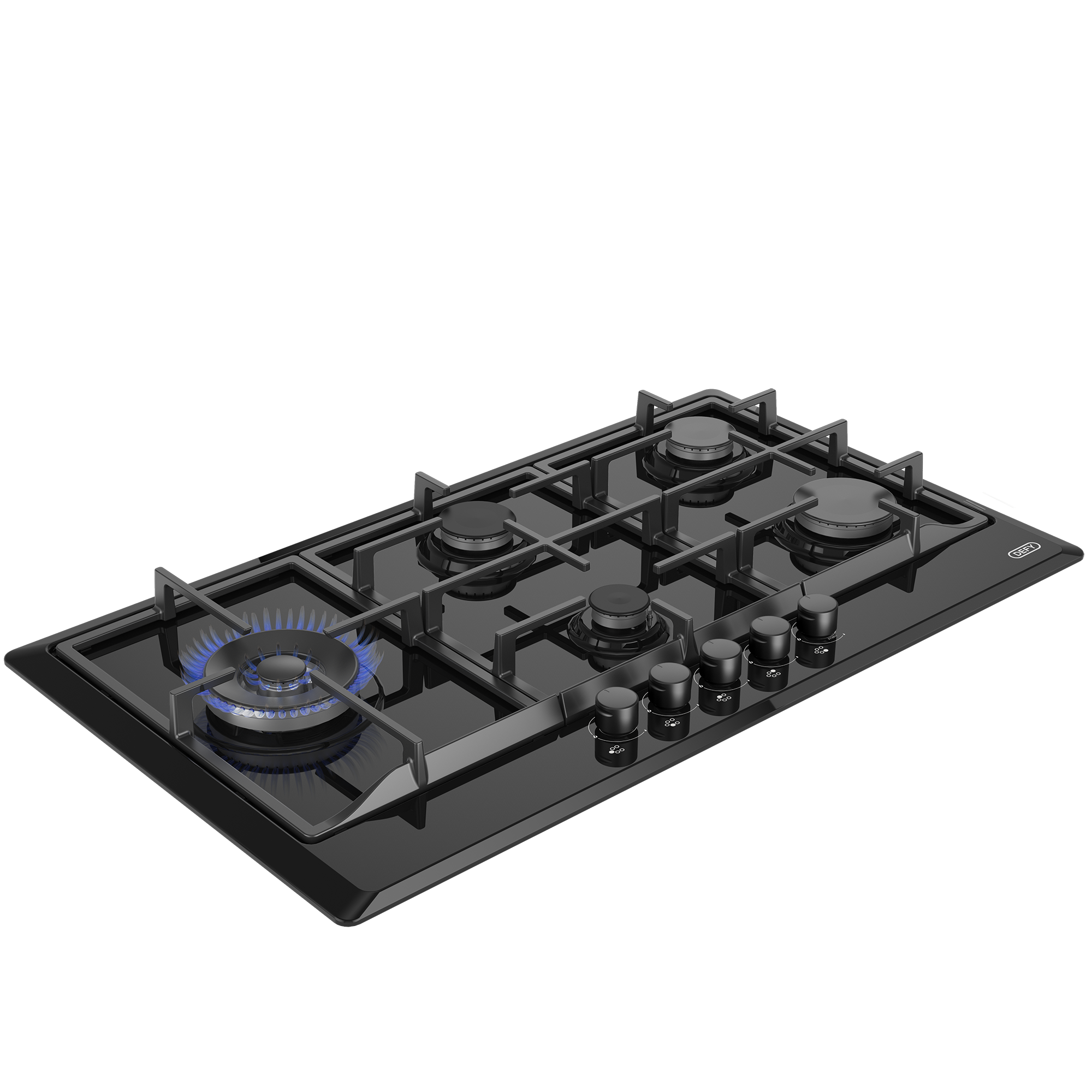 90cm Gemini Gas Hob with Wok Black - The Gas Boys