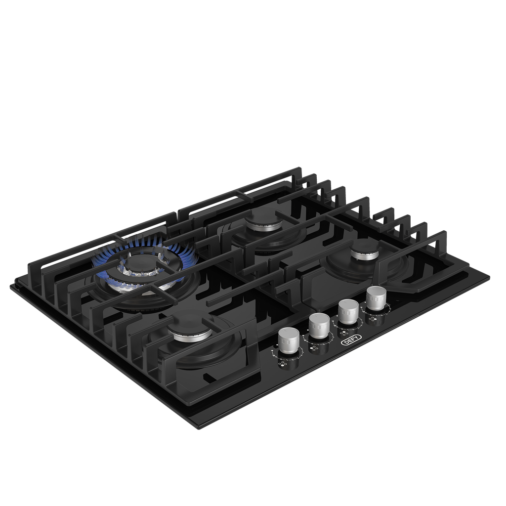 65cm Slimline Gas on Glass Hob Wok & Precise Flame Black - The Gas Boys