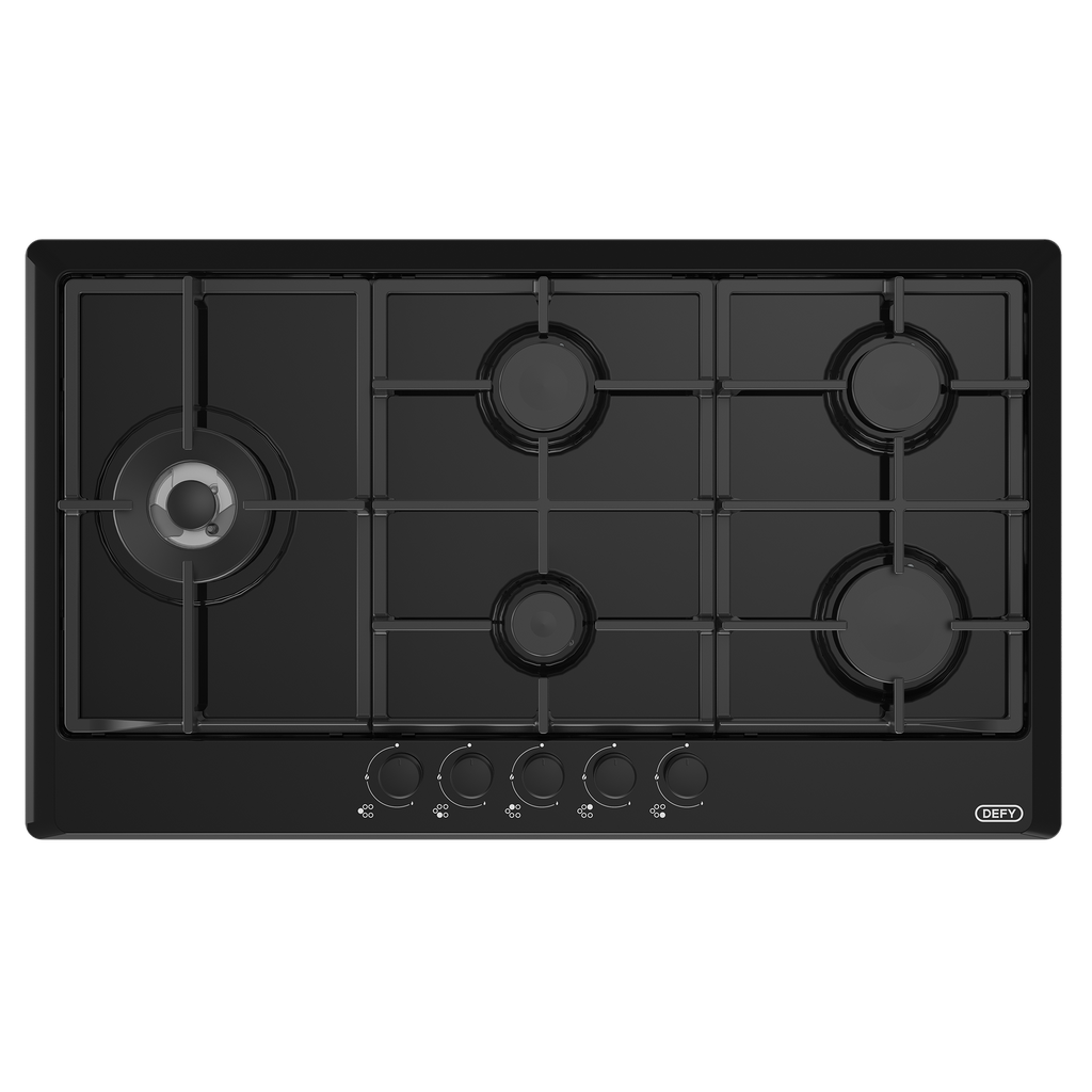 90cm Gemini Gas Hob with Wok Black - The Gas Boys