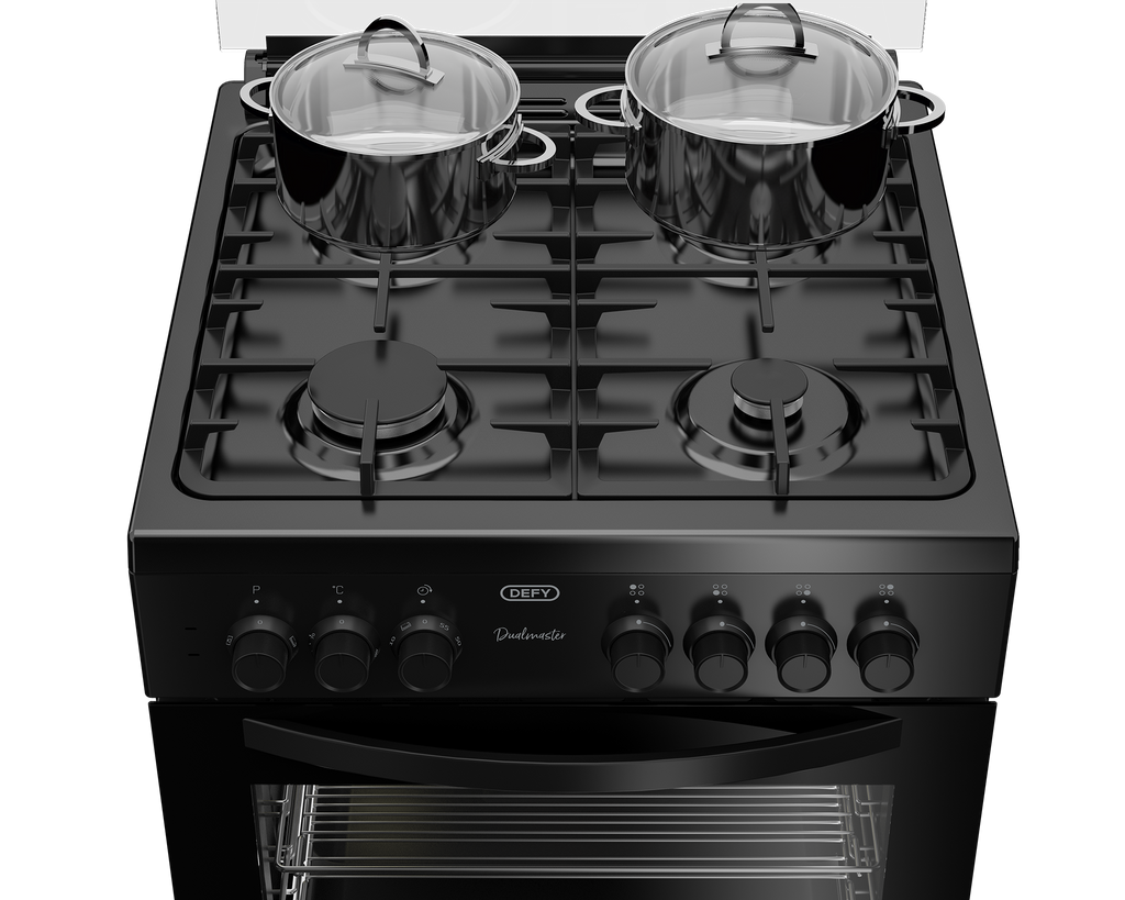 60cm Gas Electric Freestanding Stove Thermofan+ Black - The Gas Boys