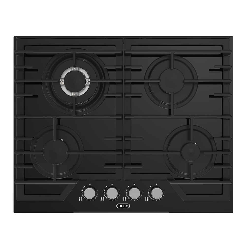 65cm Slimline Gas on Glass Hob Wok & Precise Flame Black - The Gas Boys