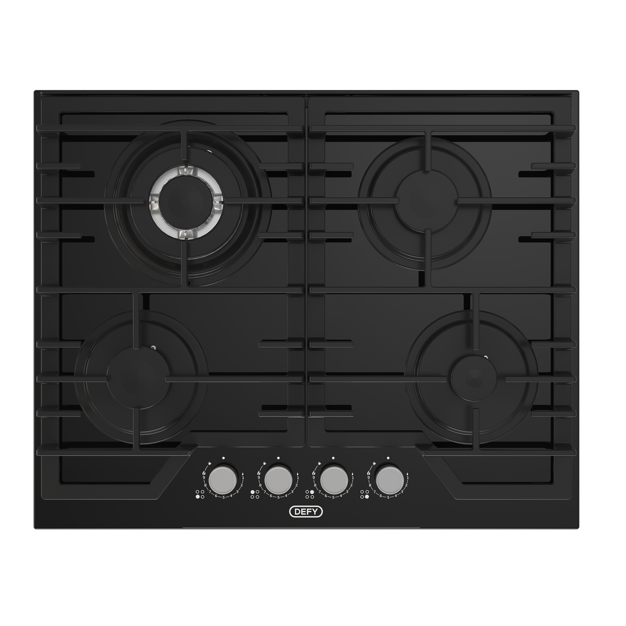 65cm Slimline Gas on Glass Hob Wok & Precise Flame Black - The Gas Boys
