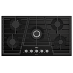 90cm Gemini Gas on Glass Hob with Wok Black - The Gas Boys