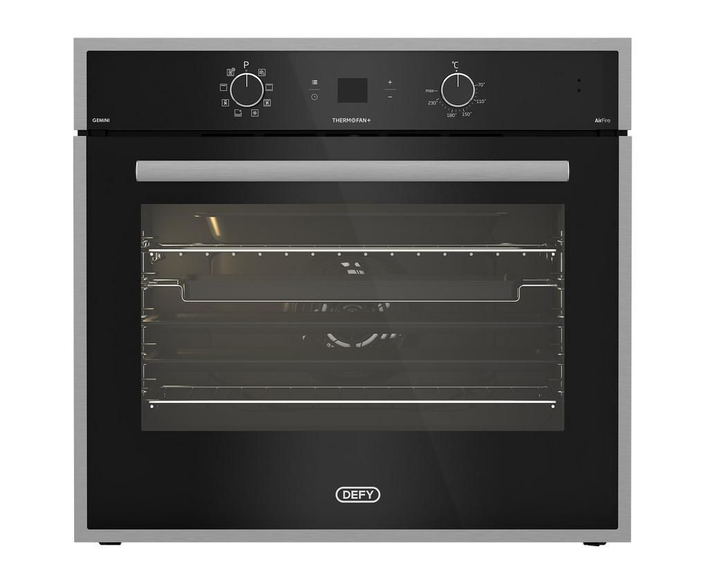 70cm Gemini Single Oven ThermoFan+ & AirFire Black - The Gas Boys
