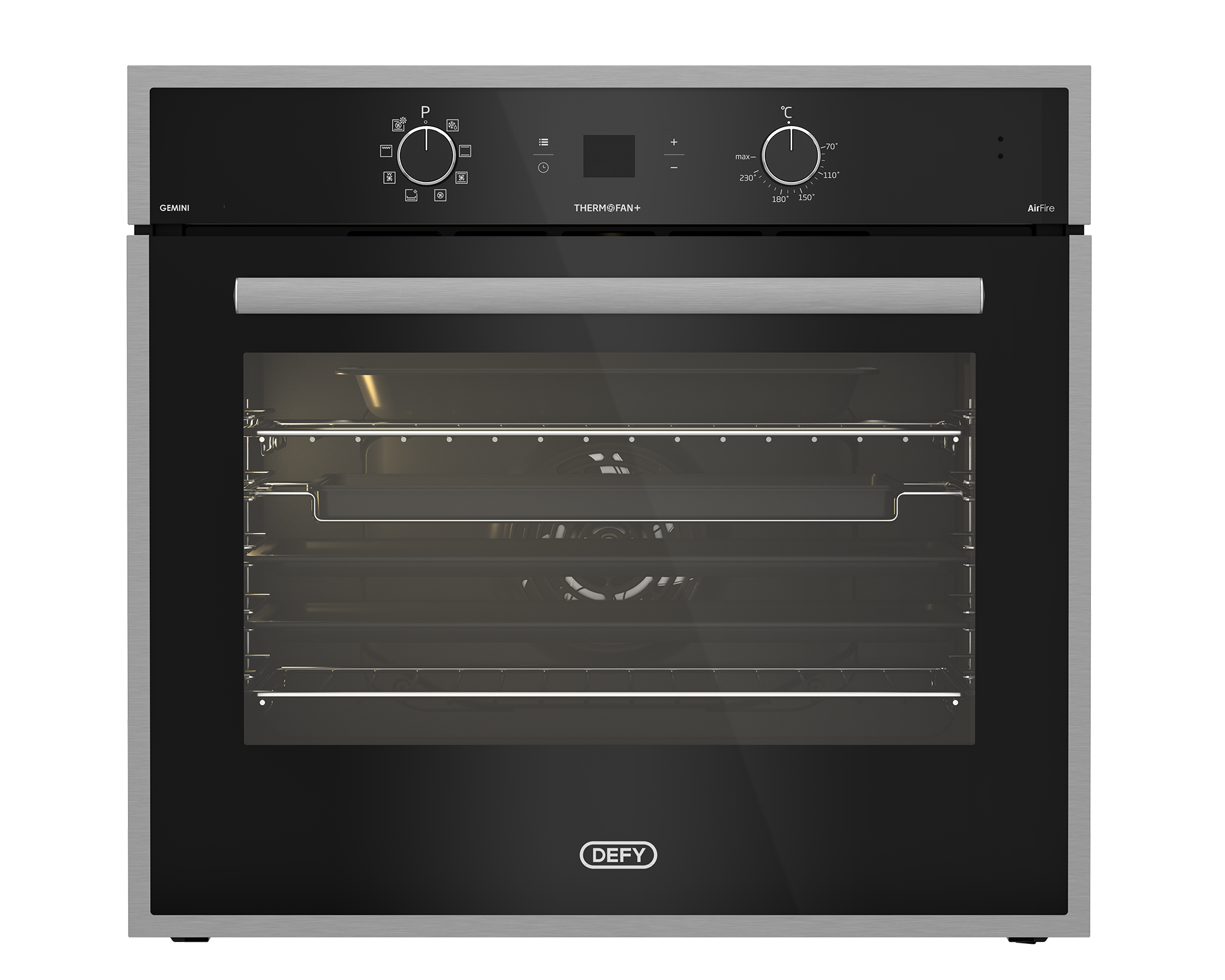 70cm Gemini Single Oven ThermoFan+ & AirFire Black - The Gas Boys