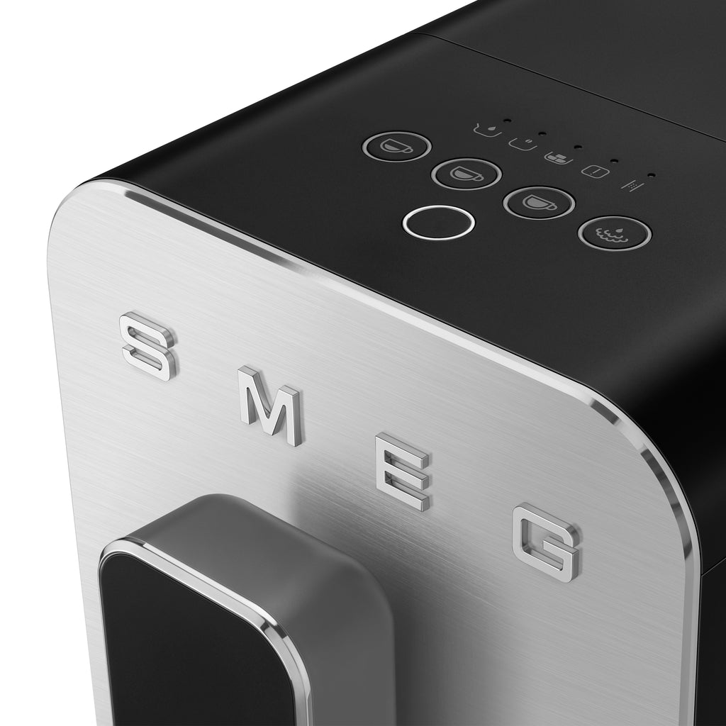 Smeg Bean-to-Cup Espresso Machine by The Gas Boys with stainless steel finish and digital display for fresh coffee brewing.