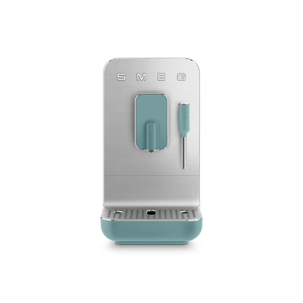 Smeg Bean-to-Cup Espresso Machine by The Gas Boys with stainless steel exterior and built-in coffee grinder.