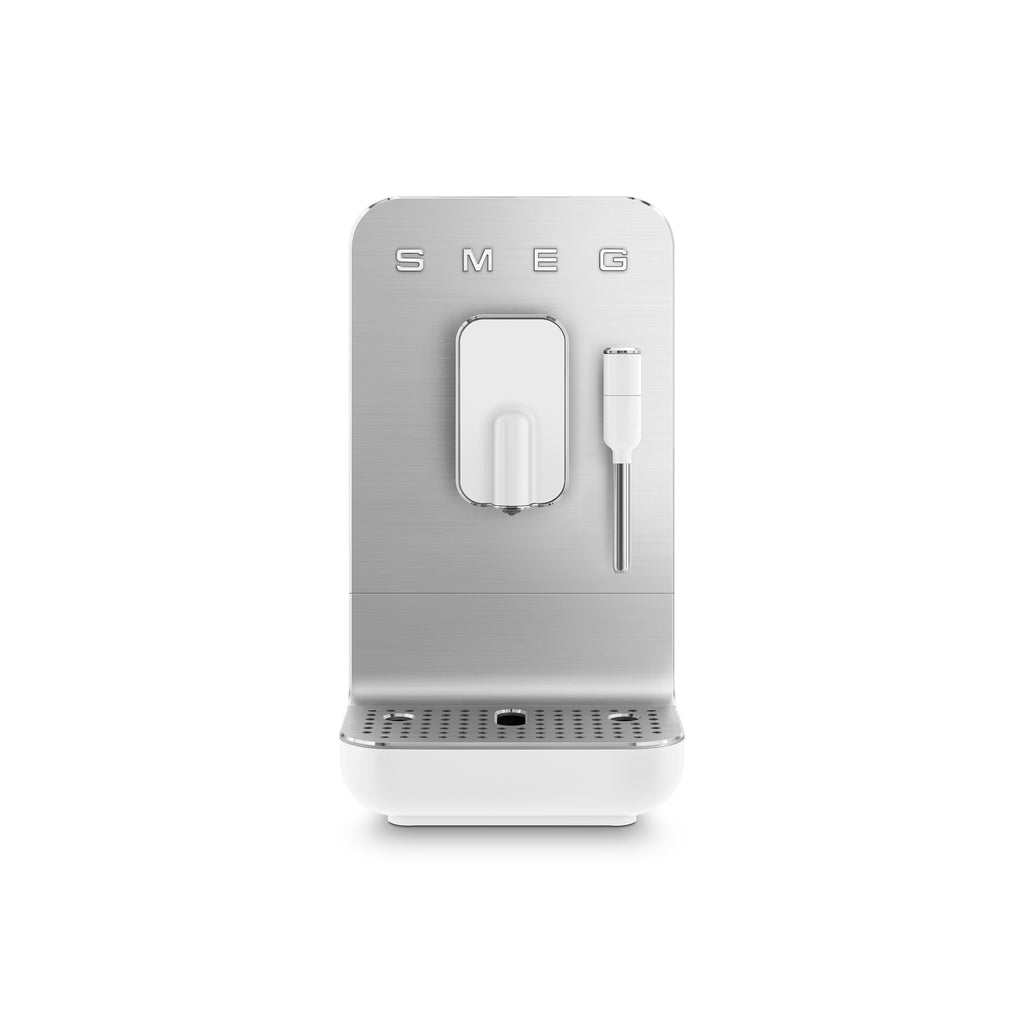 Smeg Bean-to-Cup Espresso Machine by The Gas Boys with white finish and digital display for fresh coffee brewing.