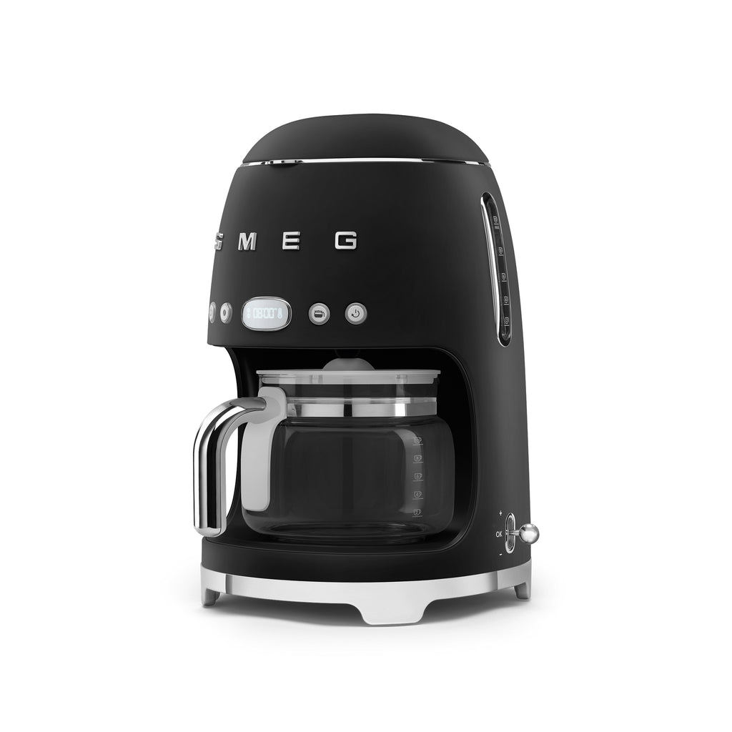 Matt Edition Filter Coffee Machine by The Gas Boys, sleek black design with stainless steel accents, ready for brewing fresh coffee.