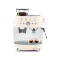 Smeg All-in-One Espresso Coffee Machine in red with stainless steel accents, featuring a compact design and digital control panel.