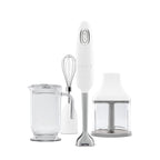 Smeg Retro Hand Blender in white with ergonomic handle and blending blade, compact kitchen appliance from The Gas Boys.