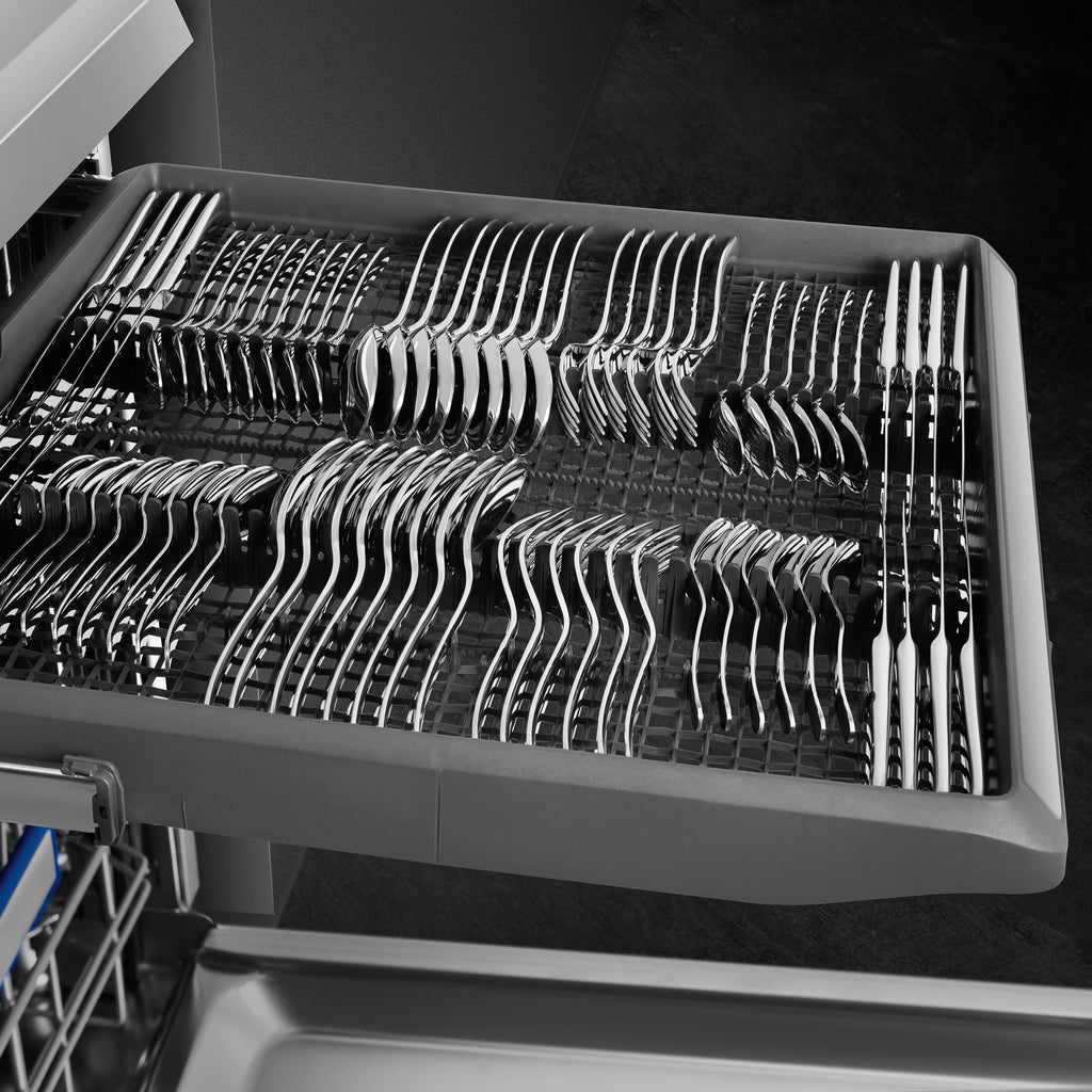 Smeg 60cm freestanding dishwasher in stainless steel with control panel and open door showing interior racks.