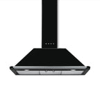 Victoria wall mount extractor in sleek black with 90 cm width, designed for efficient kitchen ventilation.