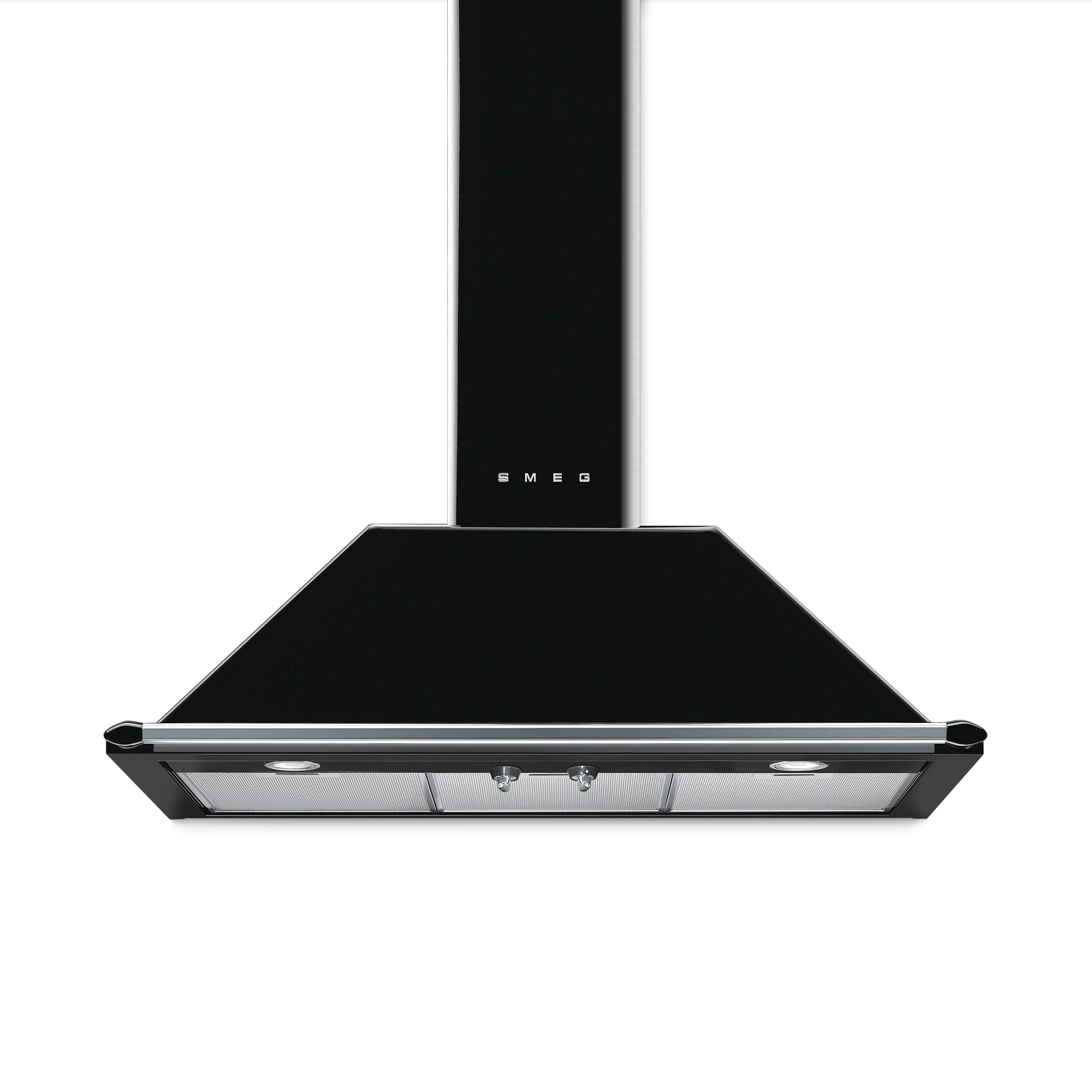 Victoria wall mount extractor in sleek black with 90 cm width, designed for efficient kitchen ventilation.