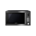 Smeg freestanding microwave oven, 60 cm wide, with digital control panel and stainless steel finish.