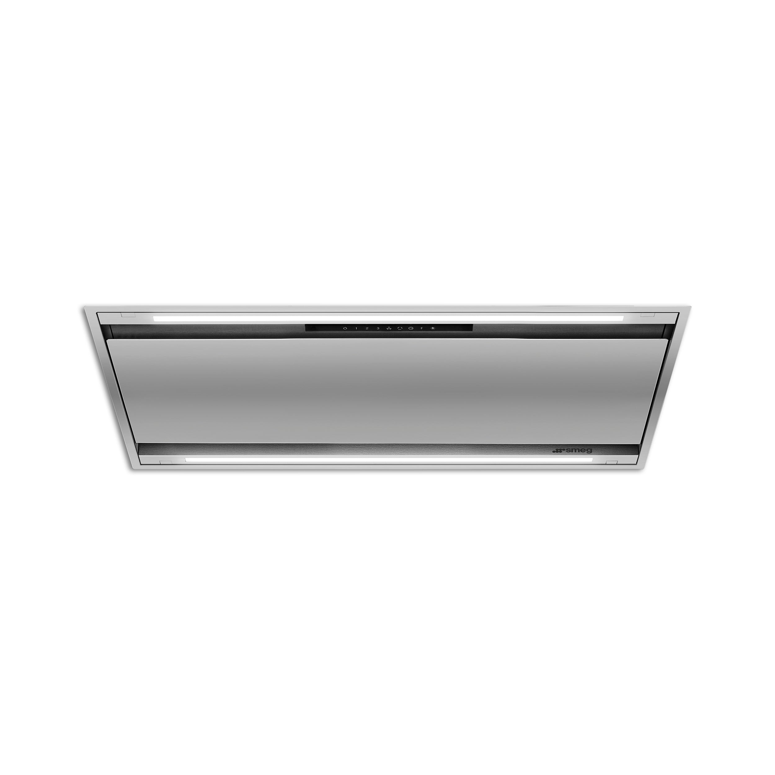 90 cm ceiling extractor fan by Smeg, integrated ceiling extractor in a modern kitchen setting.