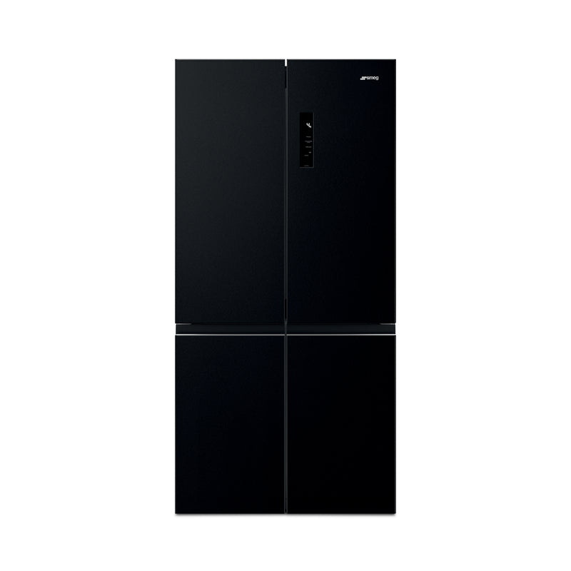 Smeg 91 cm combination fridge-freezer with stainless steel finish, dual doors, and ample storage space.