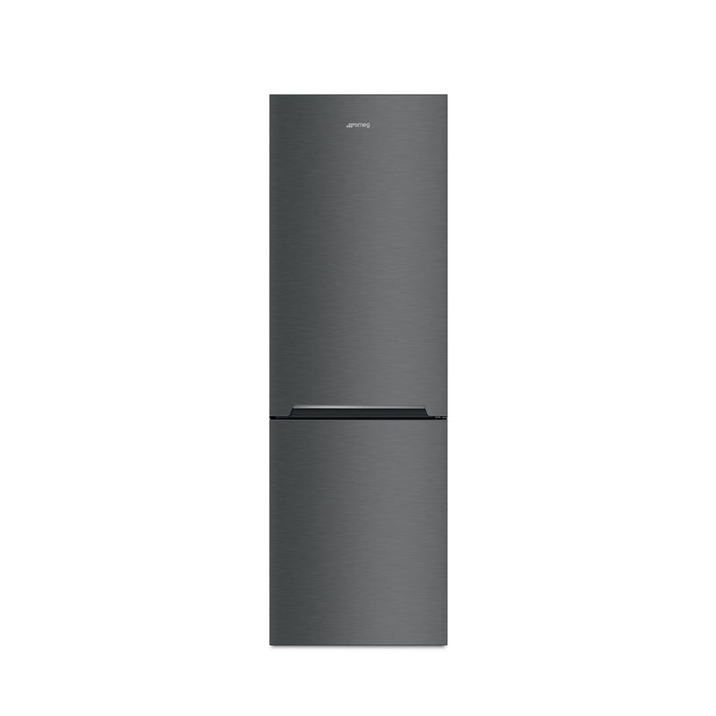 60 cm Smeg combination fridge-freezer with sleek stainless steel finish, featuring dual compartments and modern refrigeration design.