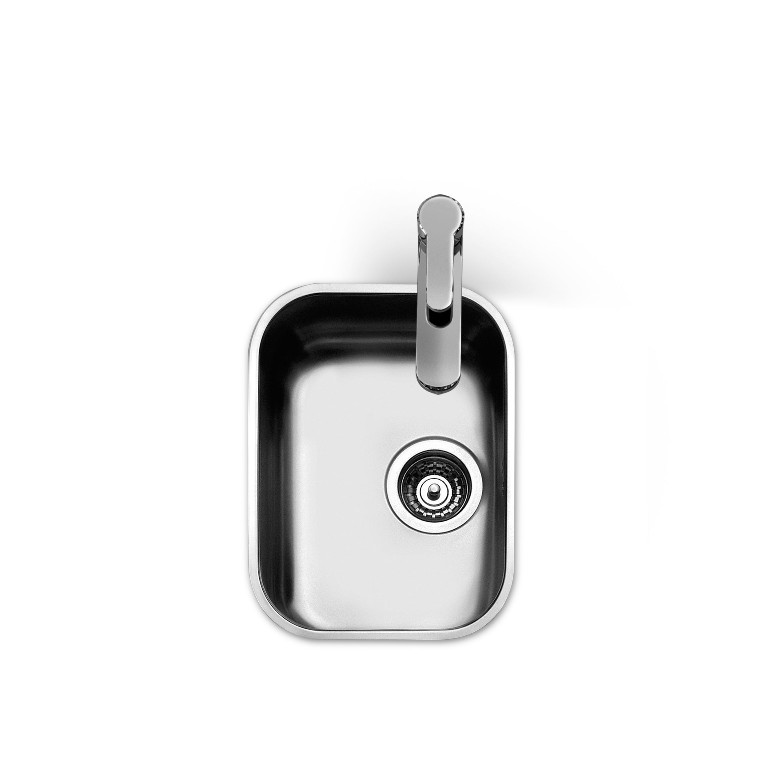 Smeg Alba single bowl undermount sink in stainless steel with smooth edges and spacious interior, ideal for modern kitchen setups.