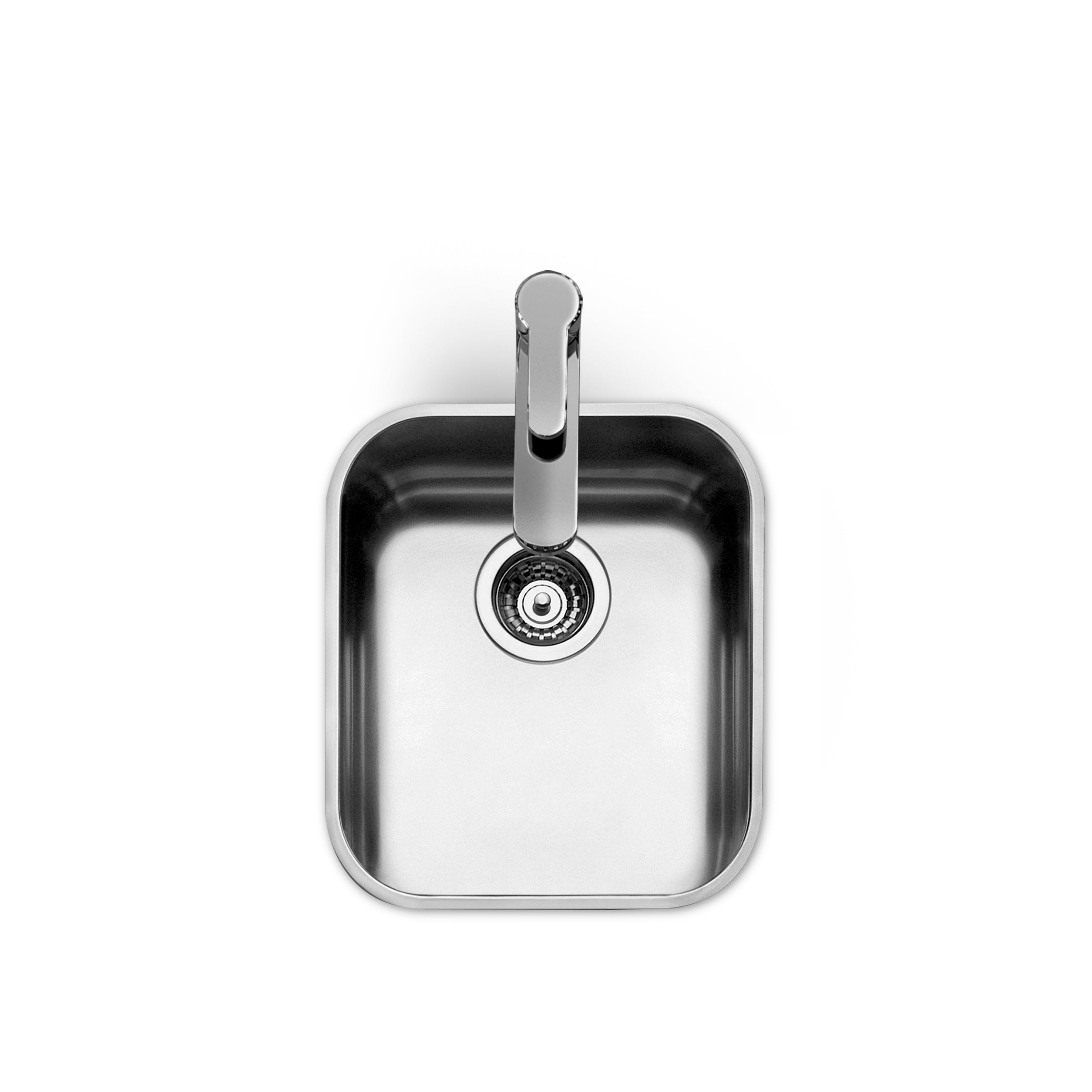 Smeg Alba single bowl undermount sink in stainless steel with sleek design and smooth edges for modern kitchen use