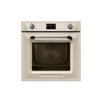 Smeg Victoria 60cm steam oven in stainless steel with control panel and digital display, installed in modern kitchen setting.