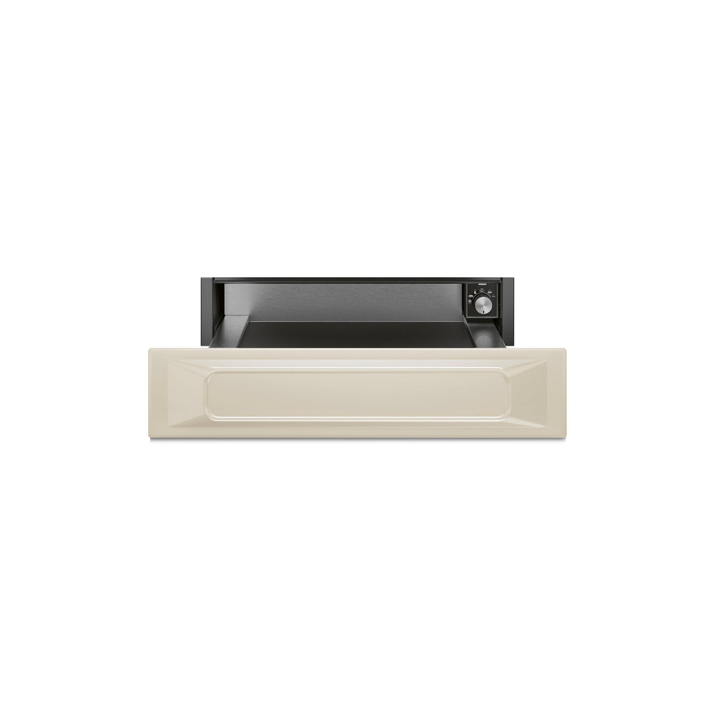 Smeg Victoria 60x15cm warmer drawer in stainless steel, built-in kitchen appliance for keeping food warm.