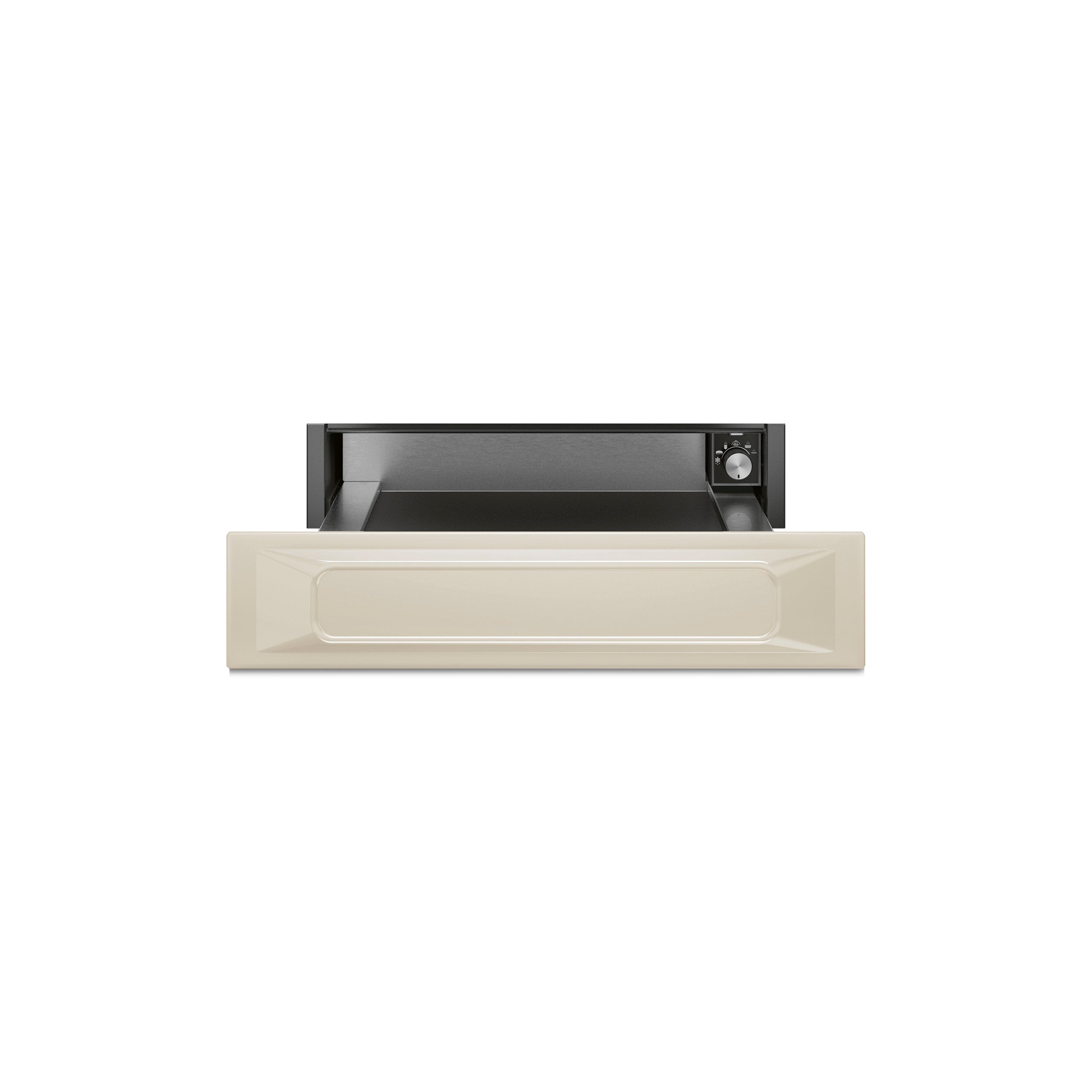 Smeg Victoria 60x15cm warmer drawer in stainless steel, built-in kitchen appliance for keeping food warm.